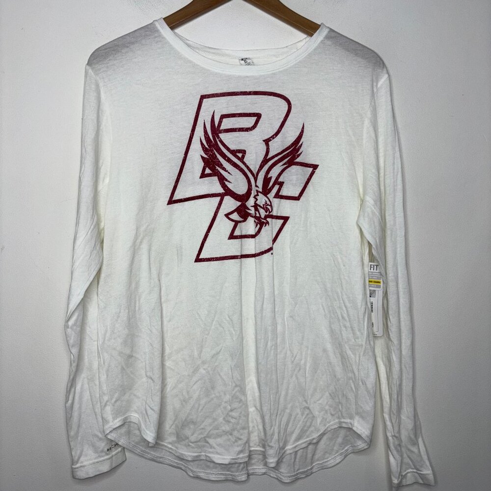 Under Armour Women's Shirt Heatgear Semi-Fitted Boston College Eagles White XL